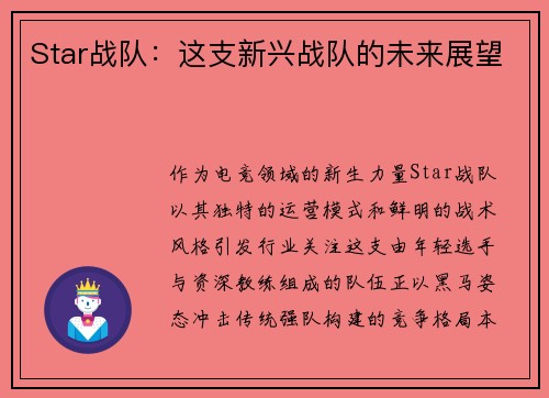 Star战队：这支新兴战队的未来展望
