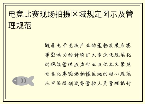 电竞比赛现场拍摄区域规定图示及管理规范