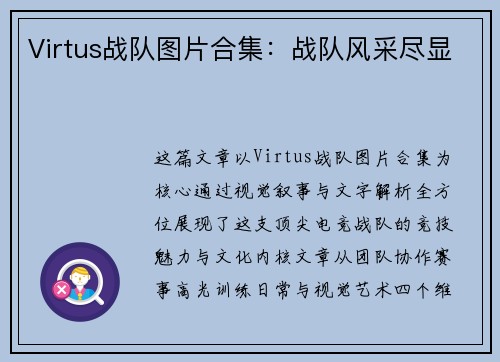 Virtus战队图片合集：战队风采尽显
